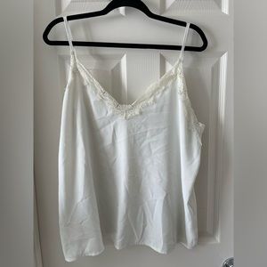 SHEIN white lace trimmed spaghetti strap blouse size 1X
